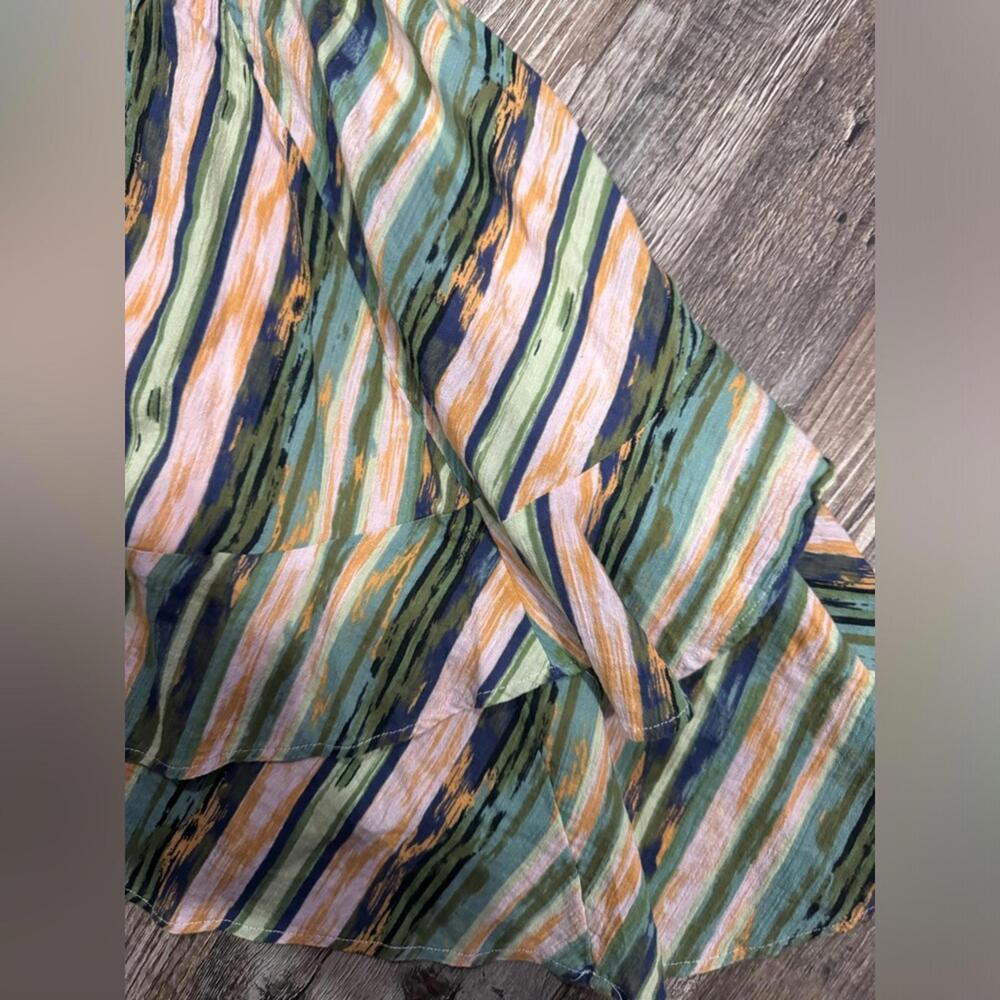 Free People Asymmetrical Sleeveless Ruffle Stripe Short Mini Dress- Size XS - Picture 6 of 7